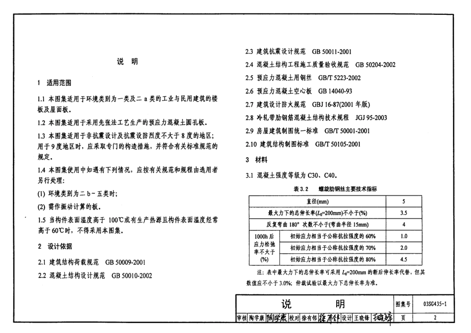 03SG435-1 预应力混凝土圆孔板(预应力钢筋为螺旋肋钢丝,跨度2.1m～4.8m).pdf_第2页