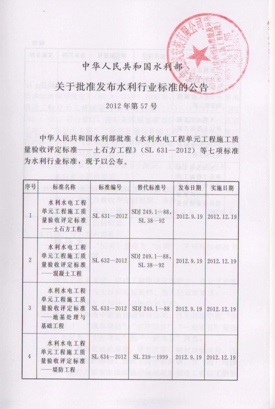 SL 633-2012 水利水电工程单元工程质量验收评定标准-地基处理与基础工程.pdf_第2页