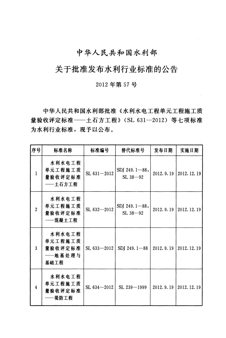 SL633-2012水利水电工程单元工程施工质量验收评定标准——地基处理与基础工程().pdf_第2页
