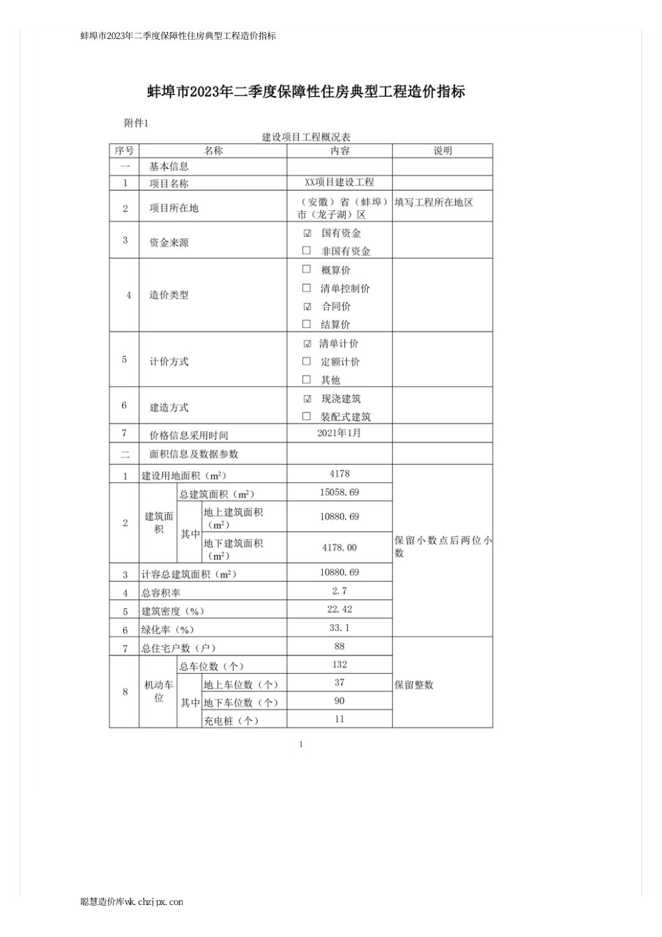蚌埠市2023年二季度保障性住房典型工程造价指标.pdf_第1页
