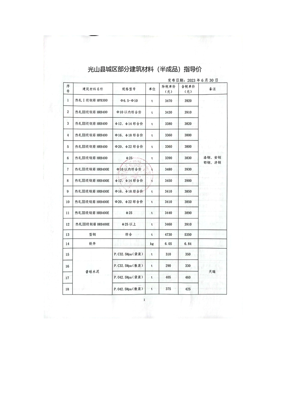 2023年5-6月光山县部分建筑材料价格信息.pdf_第3页