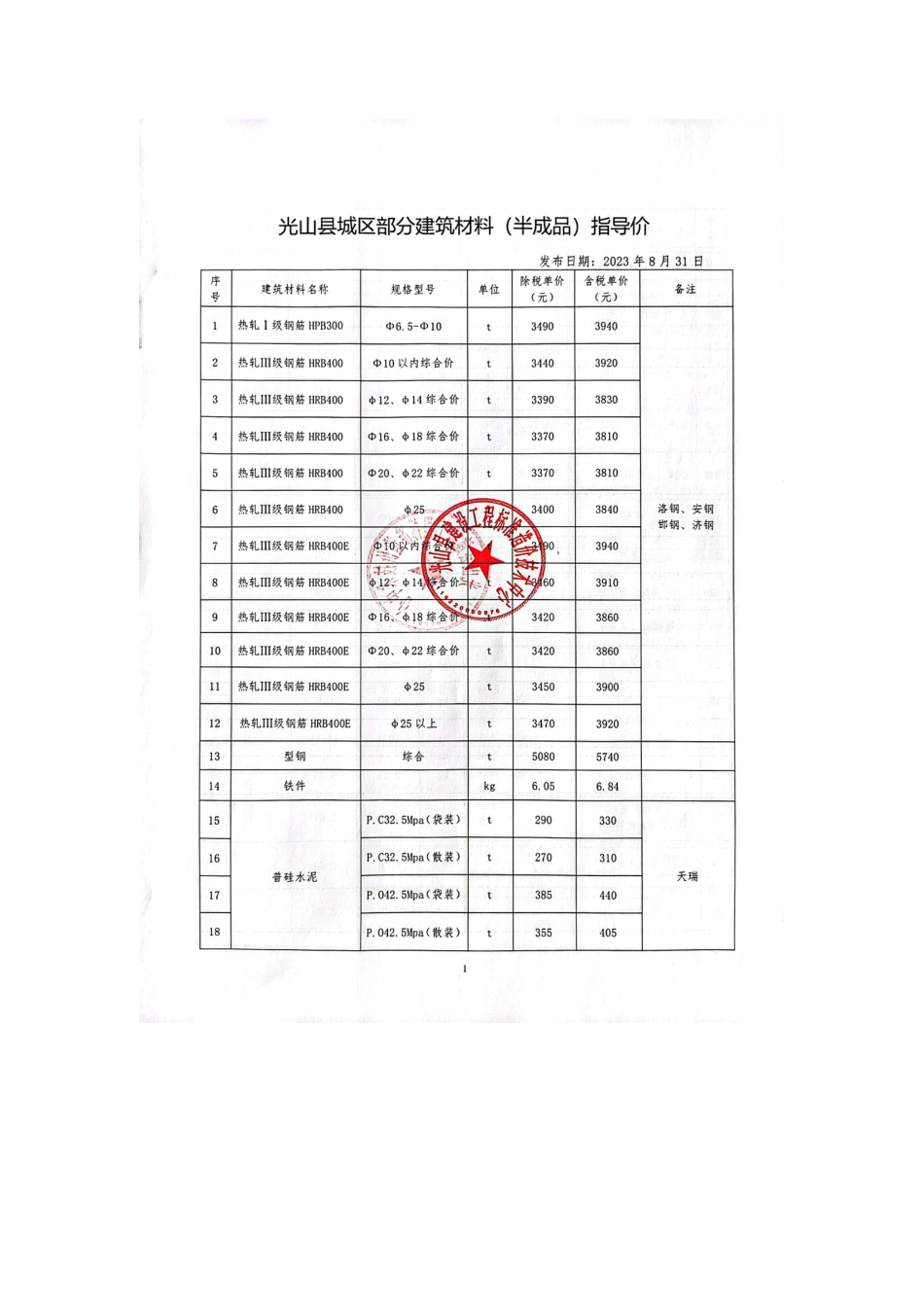 2023年7-8月光山县部分建筑材料价格信息.pdf_第3页