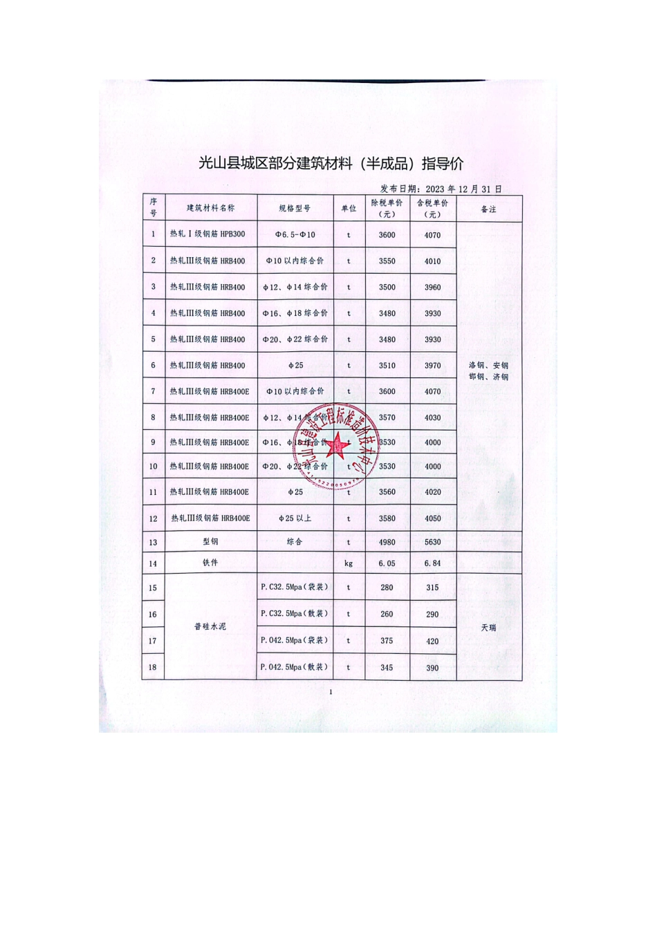 2023年11-12月光山县部分建筑材料价格信息.pdf_第3页