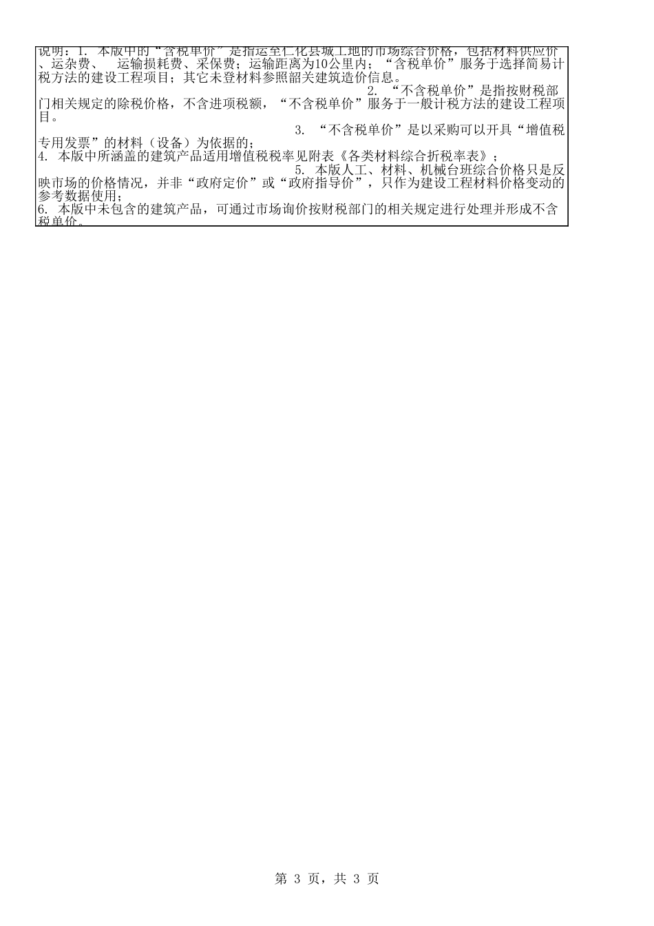 韶关市仁化县2024年6月部分建筑材料参考价格.xls_第3页
