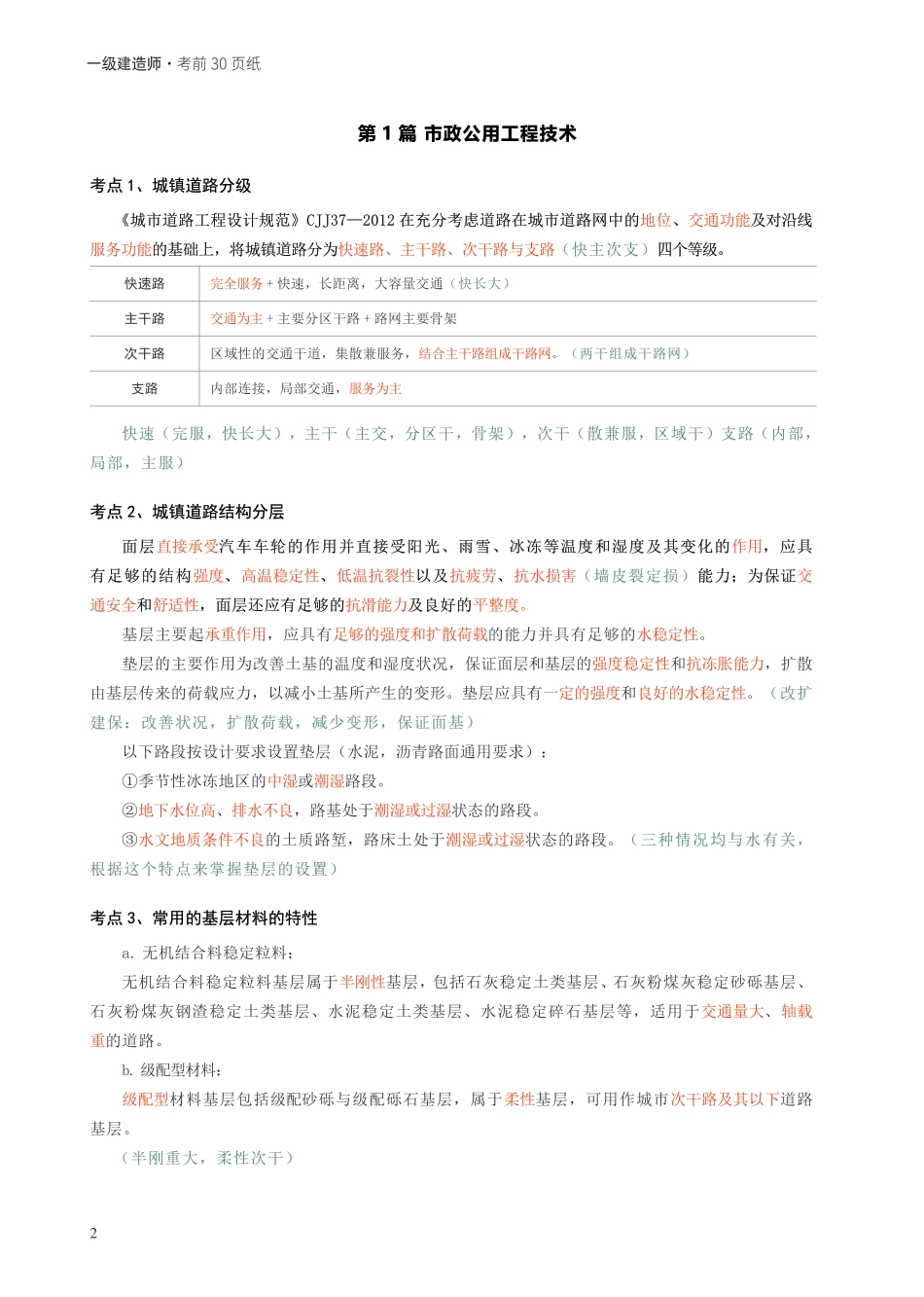 2024年一级建造师《市政工程》考前30页纸.pdf_第2页