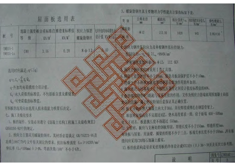 辽2002G402(一) 9m～15m跨度预应力混凝土屋面板.pdf_第3页