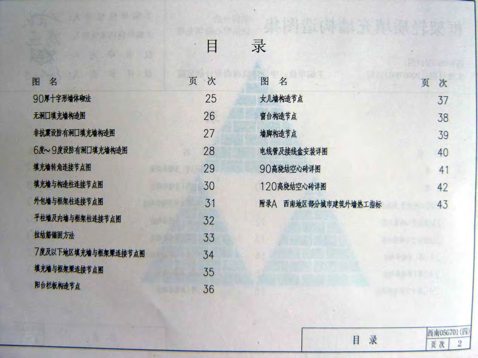 西南05G701(四)框架轻质填充墙构造图集--烧结空心砖填充墙.pdf_第2页