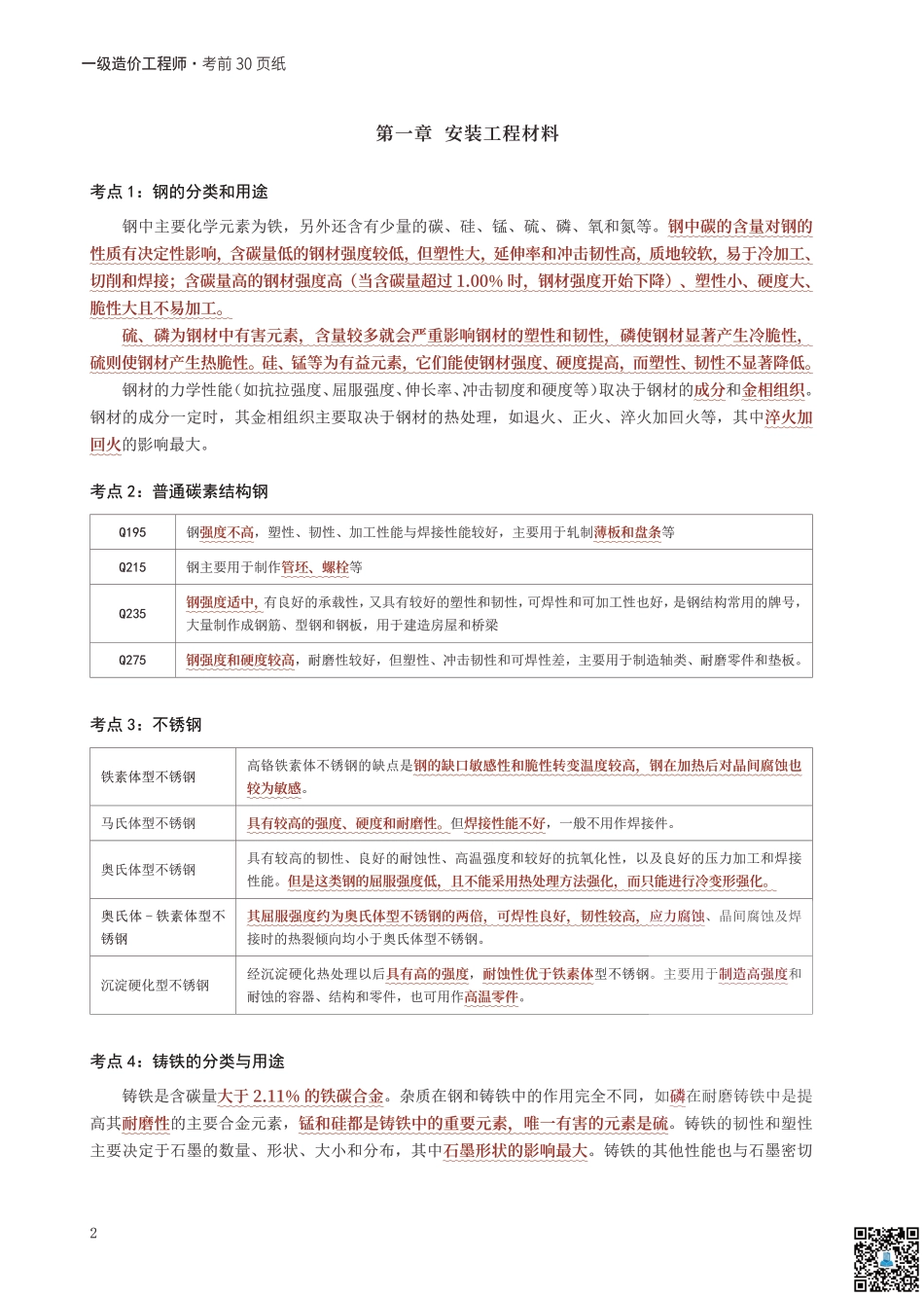 24年一级造价工程师《技术与计量（安装）》考前30页纸.pdf_第2页