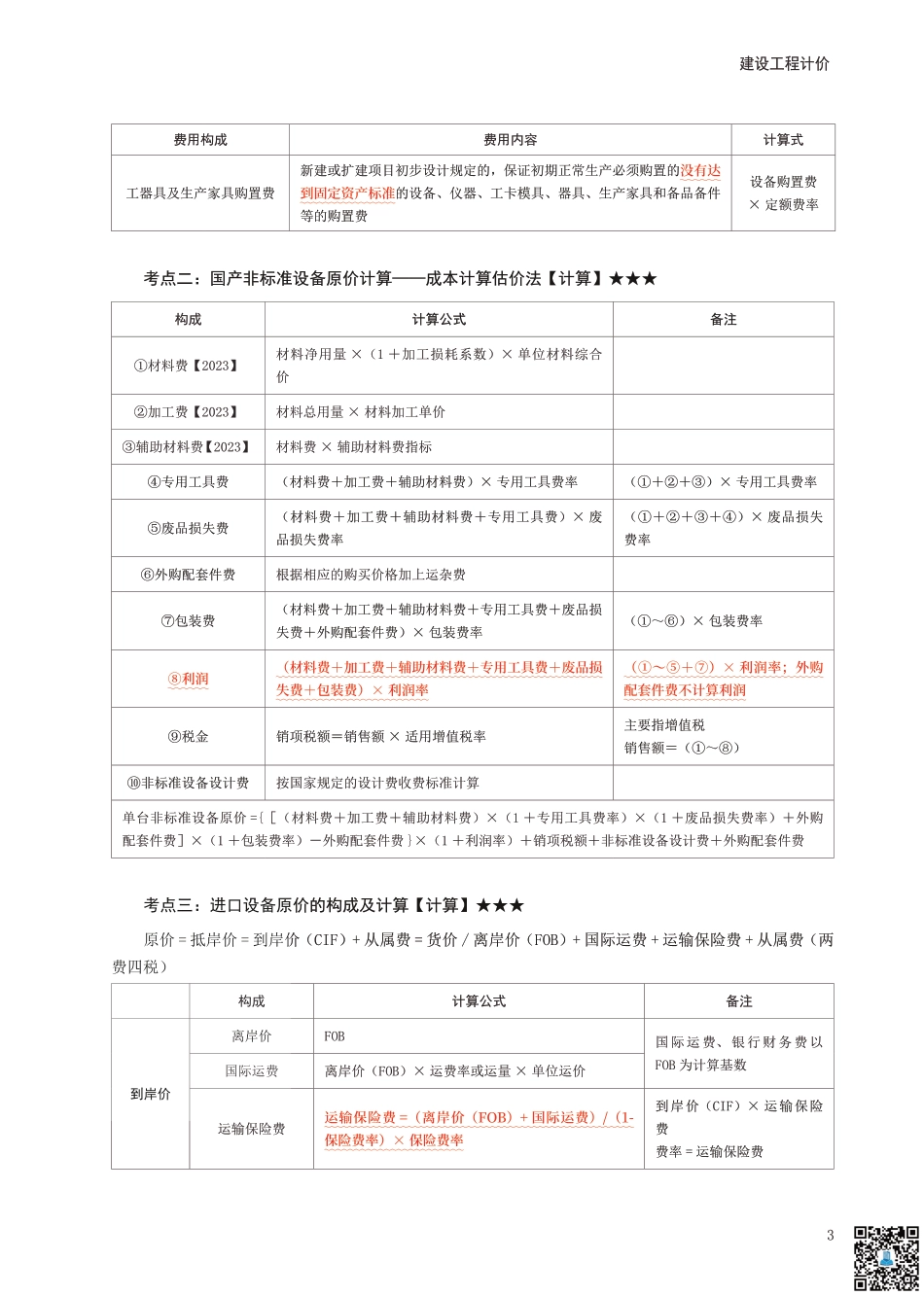24年一级造价工程师《建设工程计价》考前30页纸.pdf_第3页