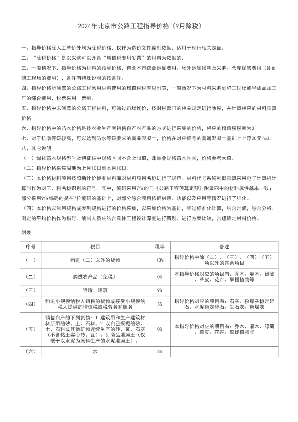 2024年北京市公路交通工程指导价格（9月除税）.pdf_第1页
