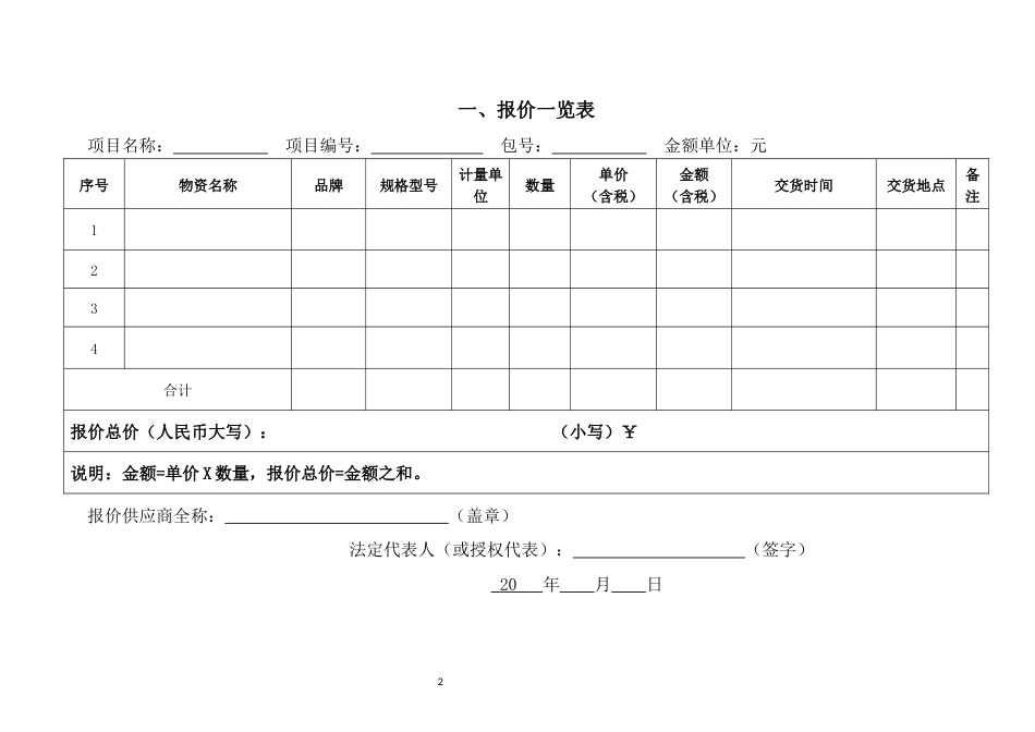 标识标牌-竞争性谈判-报价文件-价格文件-模版.docx_第3页