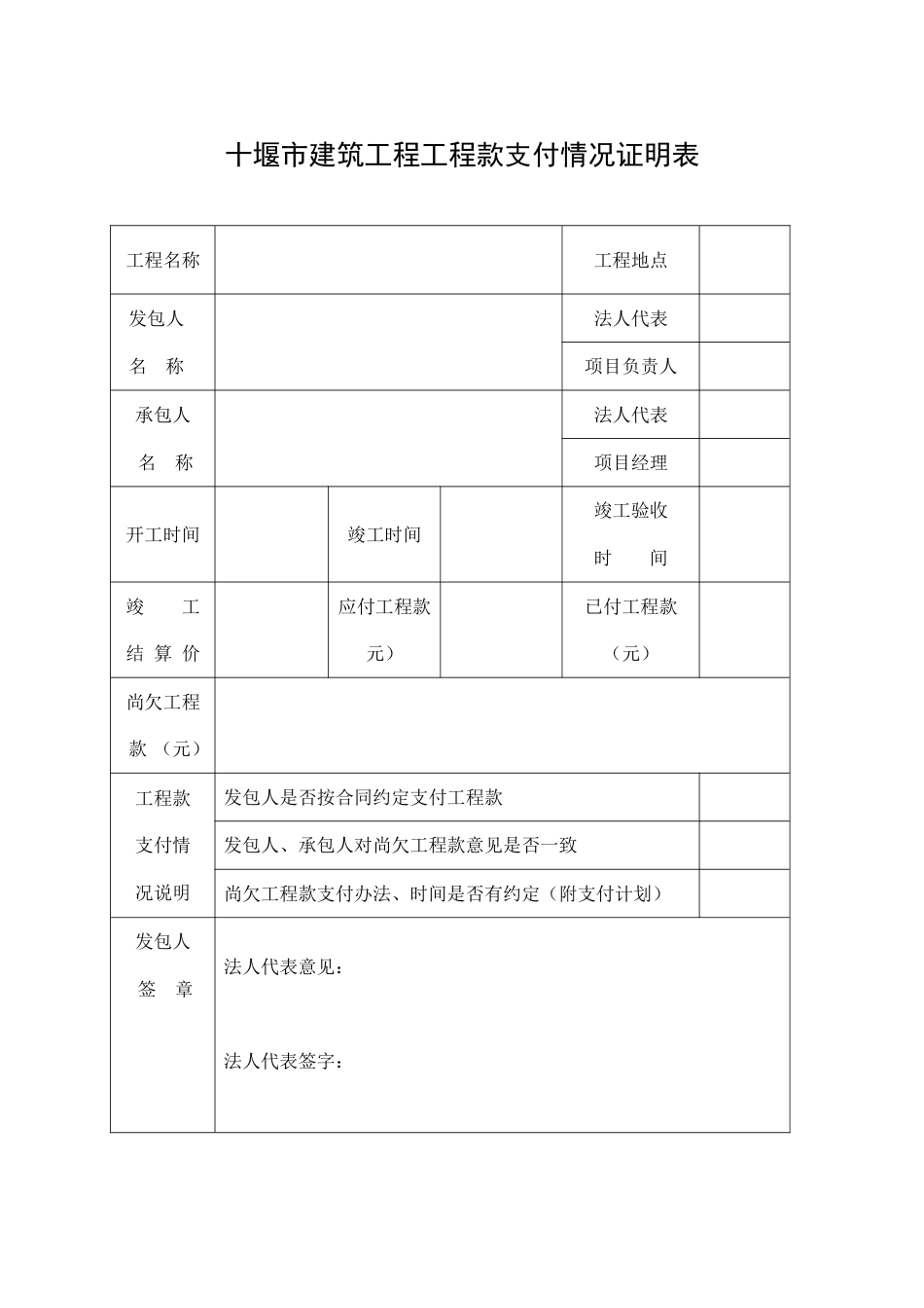 十堰市建筑工程工程款支付情况证明表(2024版）.doc_第1页