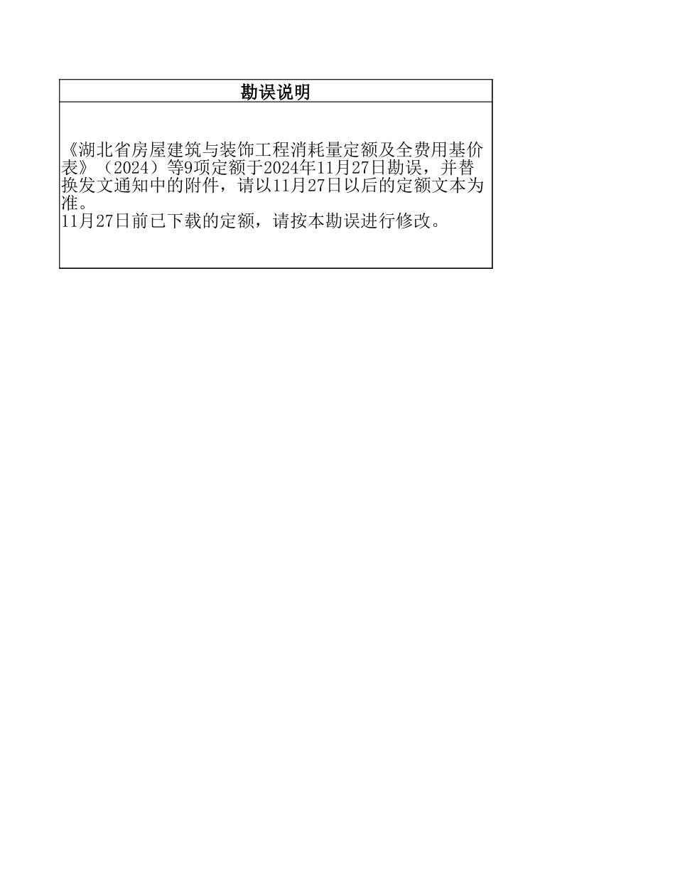 湖北2024定额勘误表（2024年第1期）.xlsx_第1页