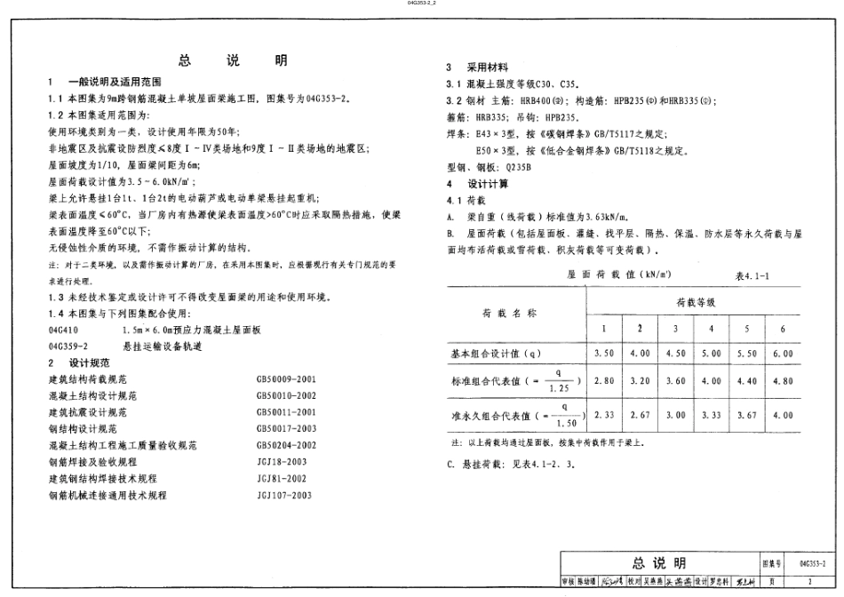 04G353-2 钢筋混凝土屋面梁（9m单坡）.pdf_第2页
