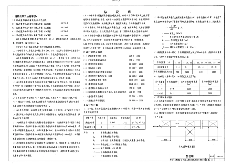 05G514-2 12m实腹式钢吊车梁 中级工作制(A4、A5)Q235钢.pdf_第2页