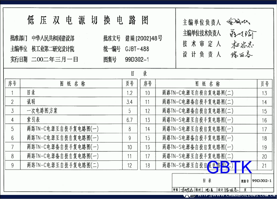 D302-1、D302-2、D302-3 双电源切换及母线分段控制接线图（2002年合订本）.pdf_第1页