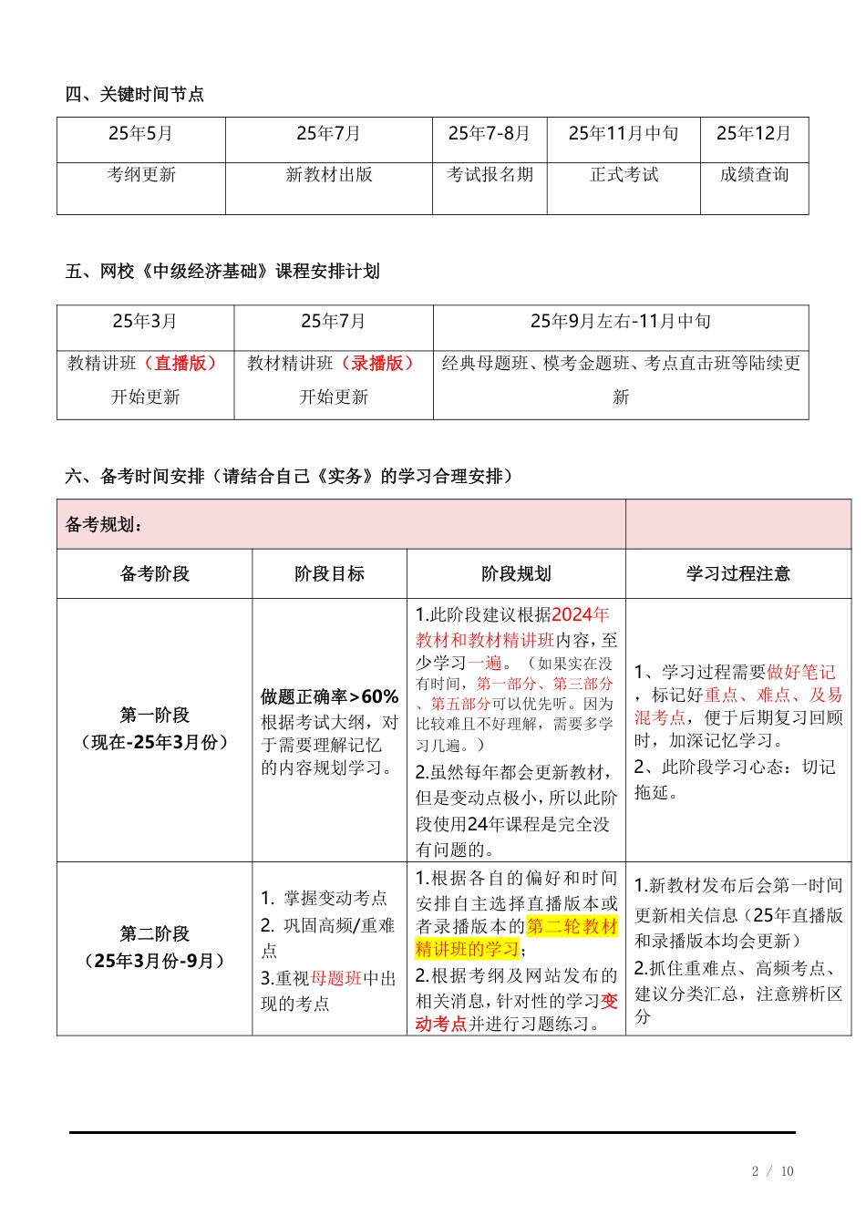 备考启程：2025年中级经济师《中级经济基础》早鸟学习计划.pdf_第2页