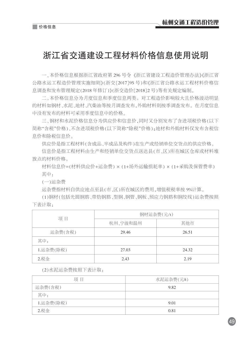 2025年2月刊《杭州交通工程造价管理》-价格信息.pdf_第1页