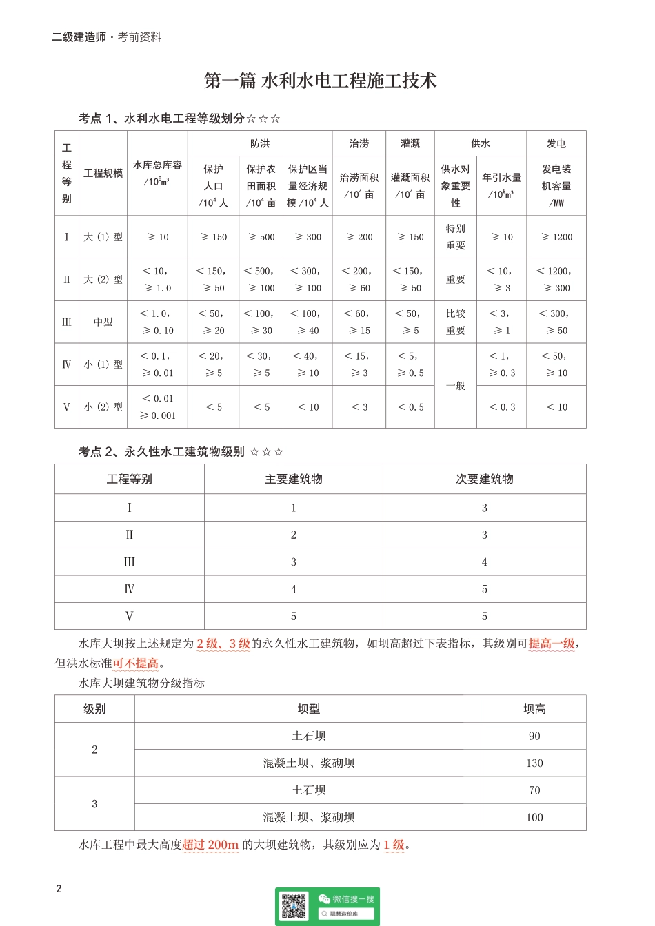 2025二建《水利水电工程》考前10页纸.pdf_第2页