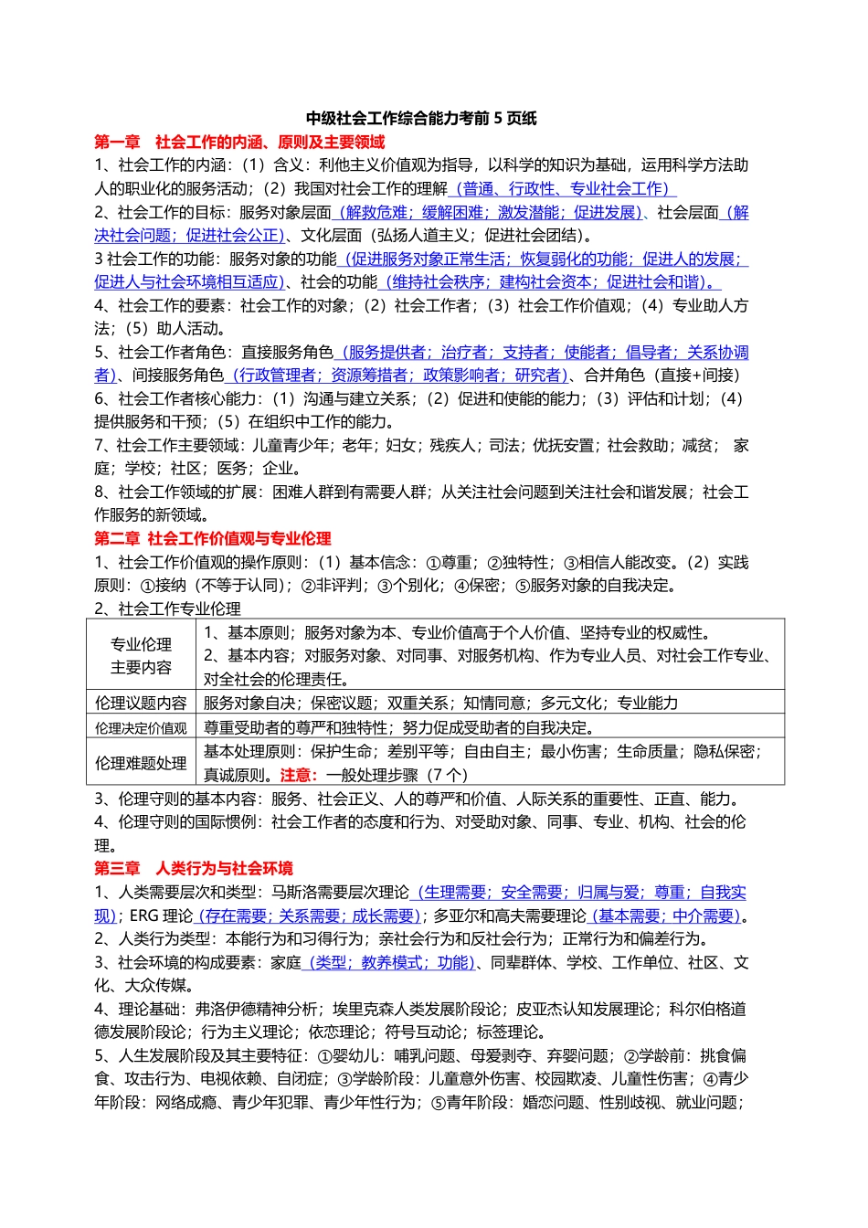 2025年社会工作者《中级综合能力》临考决胜5页纸.pdf_第1页