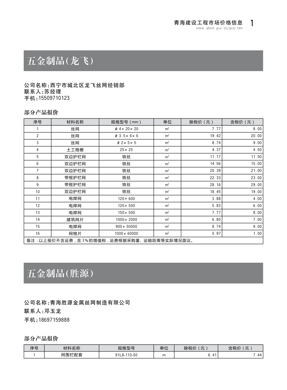 青海建设工程市场价格信息2018第7期.pdf_第3页