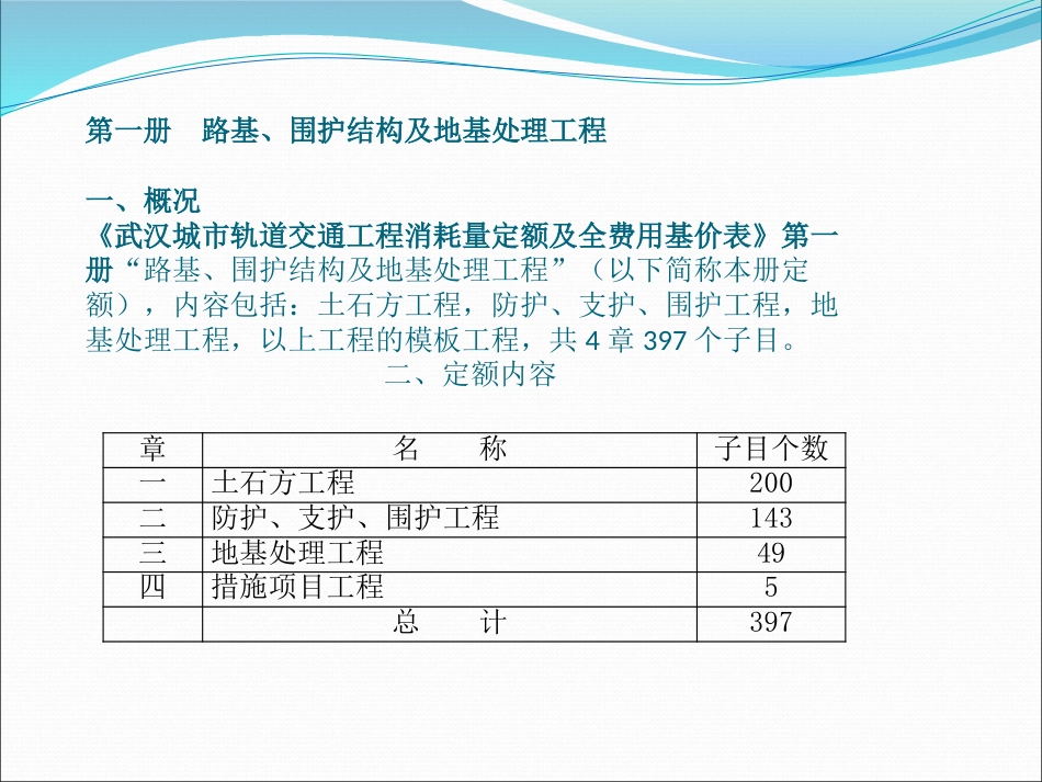 《武汉城市轨道交通工程消耗量定额及全费用基价表》（2019）宣贯资料 交底-土建.pptx_第2页