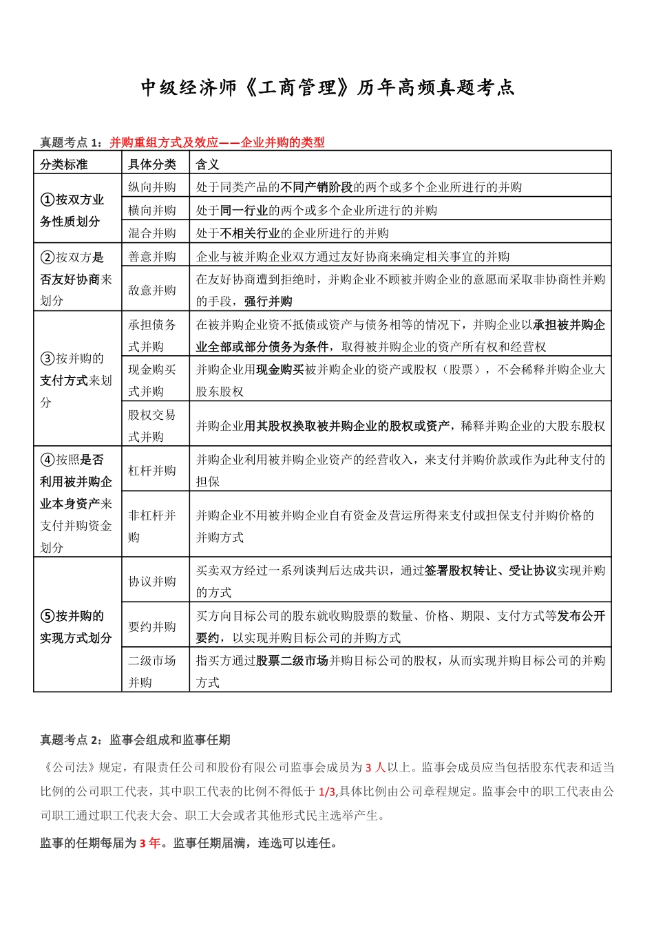 核心要点！2025年《中级工商管理》高频真题考点.pdf_第1页