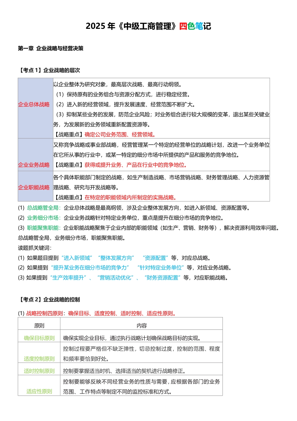 重点梳理！2025年《中级工商管理》四色笔记.pdf_第2页