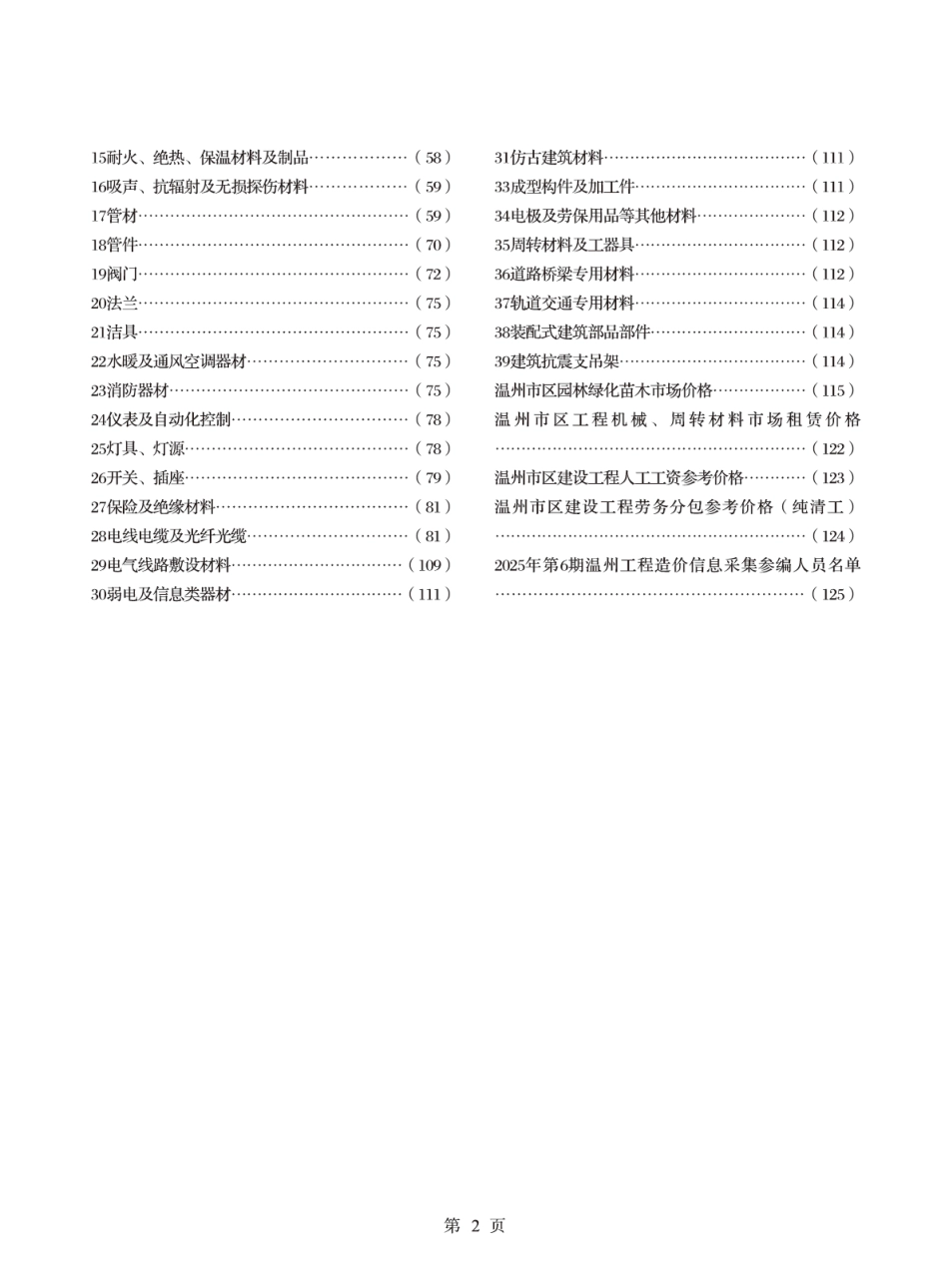 温州工程造价信息2025年6月（第6期）-信息价.pdf_第2页