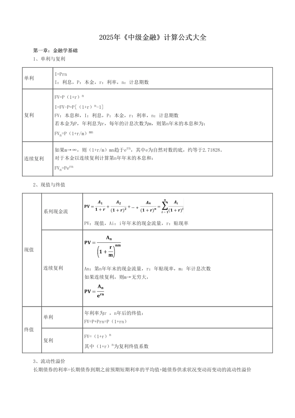 2025年《中级金融》计算公式大全.pdf_第1页