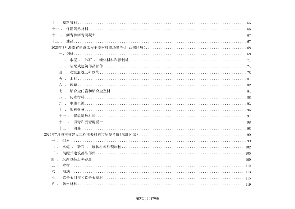 2025年7月海南省建设工程主要材料、园林绿化苗木及施工机具与周转材料租赁市场参考价-信息价.pdf_第2页