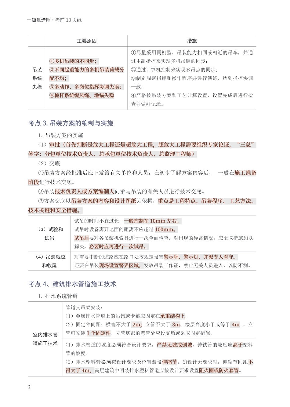 2025年一级建造师《机电工程》考前10页纸.pdf_第2页