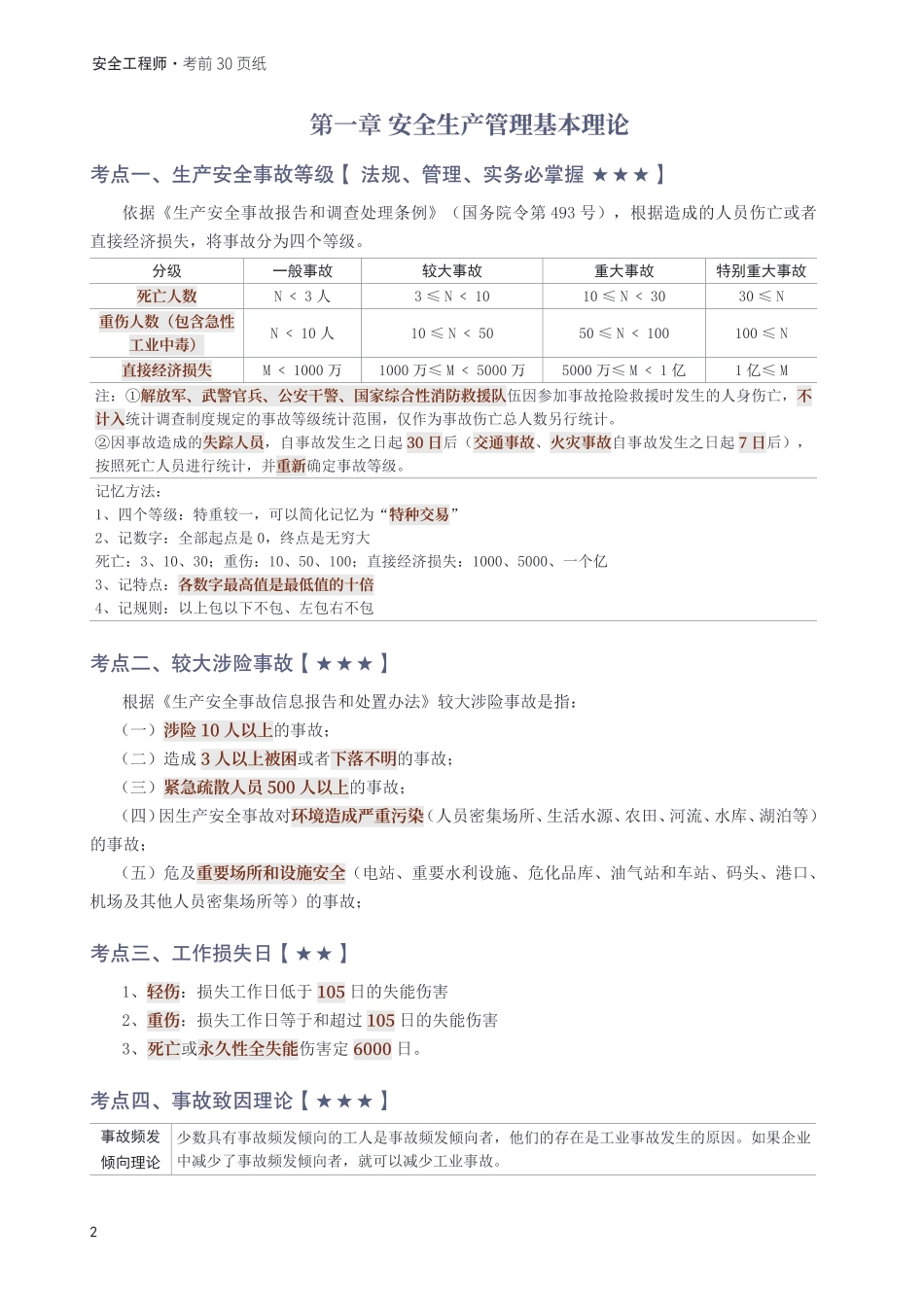 2025年中级注册安全工程师《安全生产管理》考前30页纸.pdf_第2页