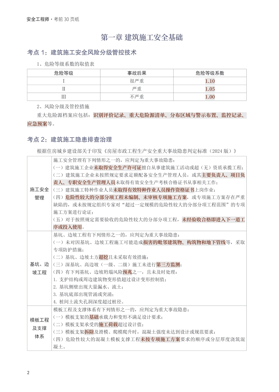 2025年中级注册安全工程师《建筑施工安全》考前30页纸.pdf_第2页