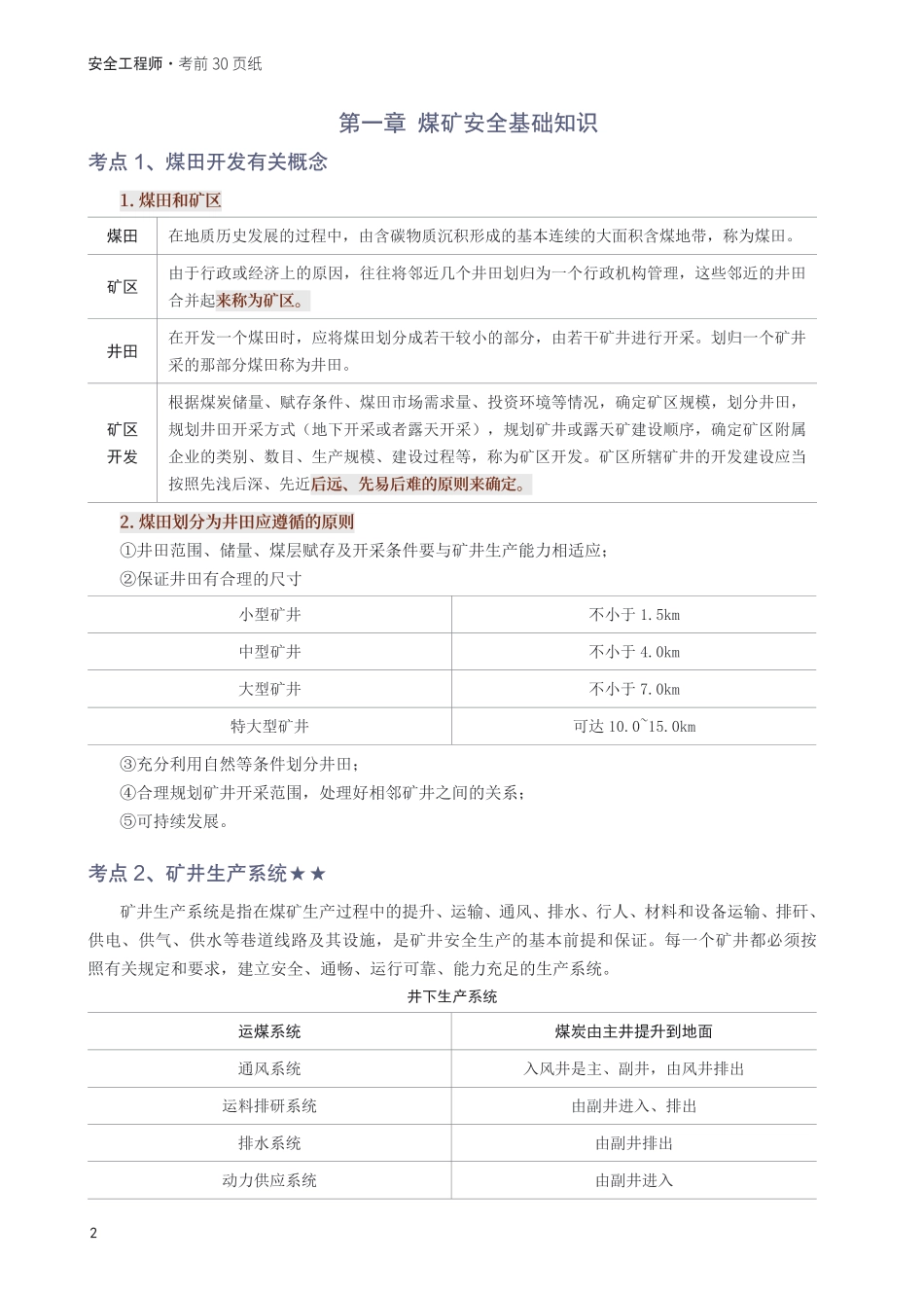 2025年中级注册安全工程师《煤矿安全》考前30页纸.pdf_第2页