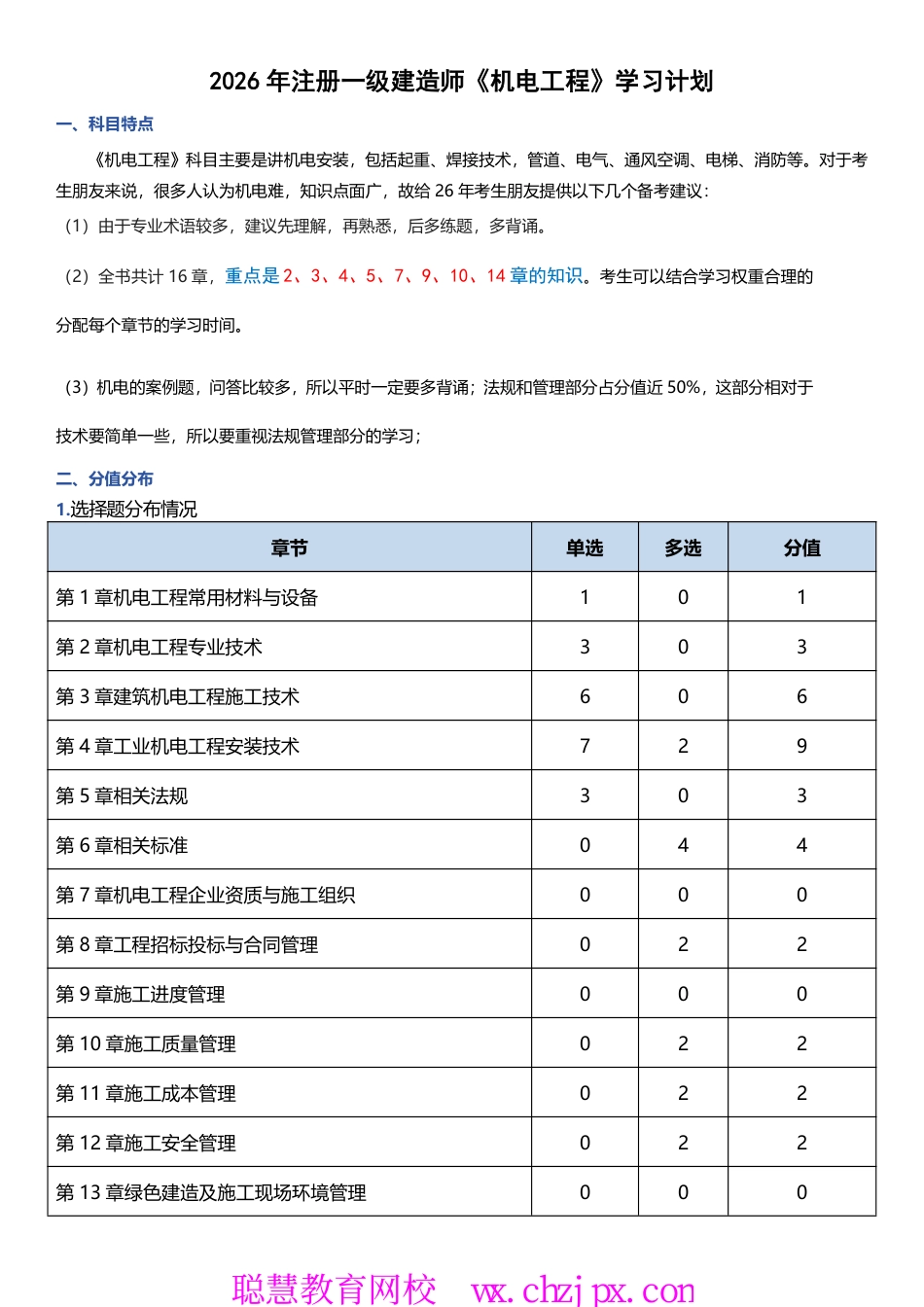2026年一级建造师《机电工程管理与实务》学习计划.pdf_第1页
